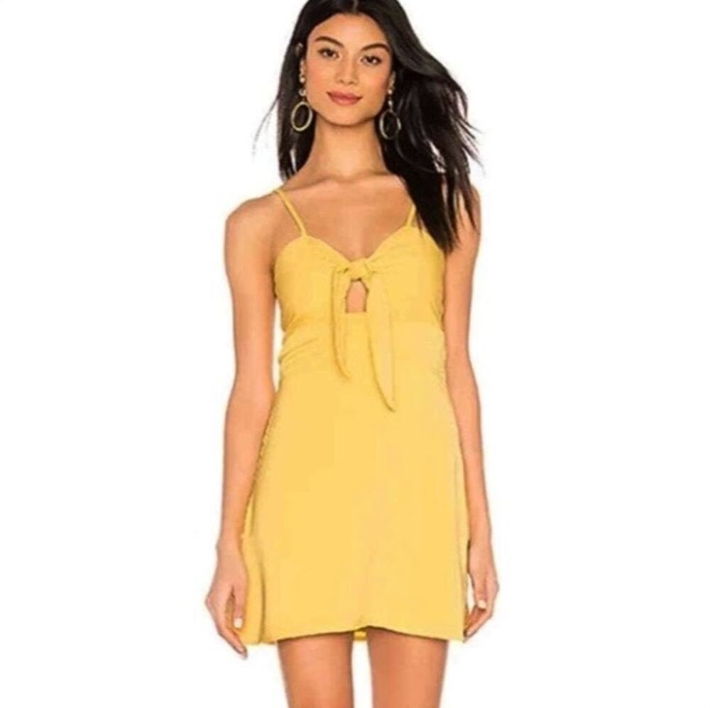 Superdown Rikkie Tie Front Sleeveless Mini Dress in Yellow Size Medium